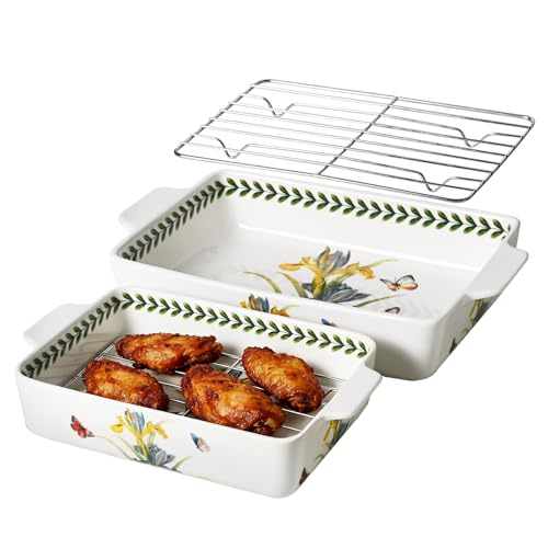 Ceramic Baking Dish Set with Roasting Racks