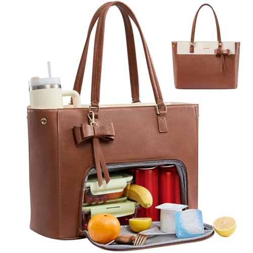 3 in 1 Laptop Tote Bag for Women with Giant Tumbler Holder for Teacher