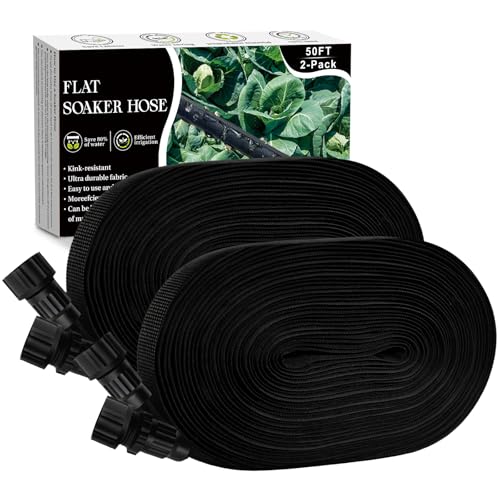 Thickened Flat Soaker Hoses for Garden 100 ft 2 pack | Drip Irrigation