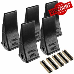 BDI Wear Part 5 Pack 23 230 Excavator Bucket Teeth for Bobcat Bucket Teeth with 23p Flex Pin Compatible with 23 & 230 Series Skid Steer Loaders and Excavators(Black)