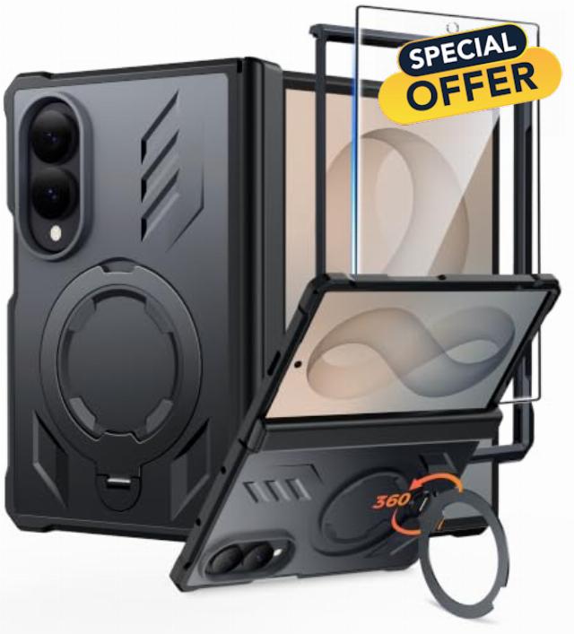 FNTCASE for Samsung Galaxy Z Fold 8 Case with 360 Spin Magnetic Kickstand | Hinge Protection