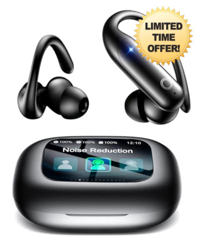 Wireless Earbuds Bluetooth 6.0 with ANC Touchscreen 40H Bass