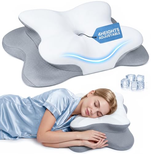 4-Height Adjustable Oeko-TEX Memory Foam Contour Pillow for Sleeping
