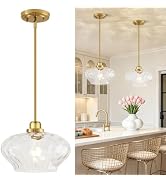 Gold Flush Mount Ceiling Light Fixtures, 2-Light Ceiling Mount for Modern with Clear Air Bubble G...