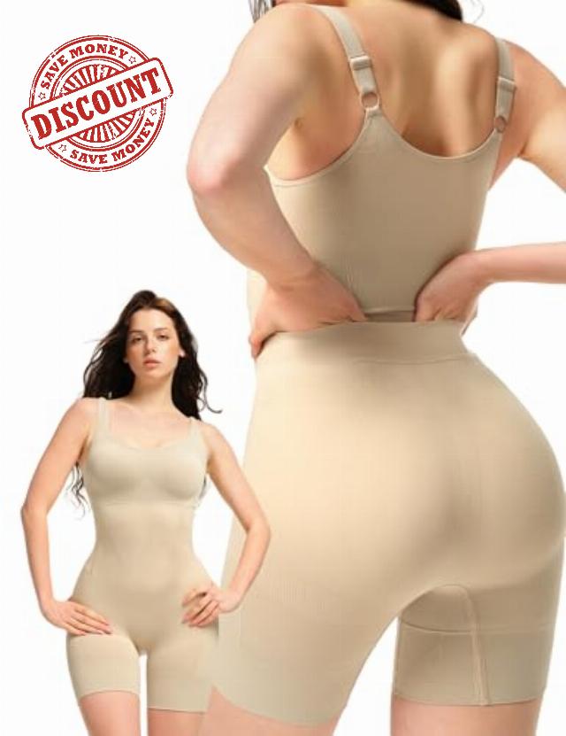 Bathroom-Friendly Shapewear Bodysuit for Women Tummy Control Body Shaper                                                          Seamless