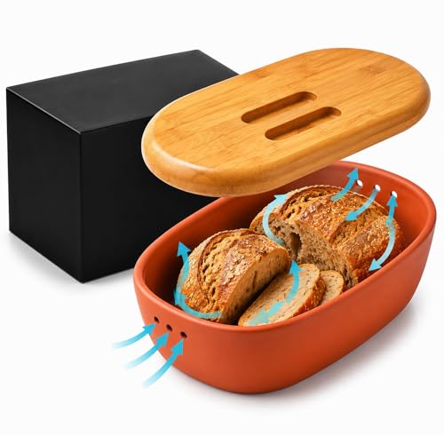 Internal 9.8"x5.1"x3.9" Small Bread Bin with Natural Bamboo Lid