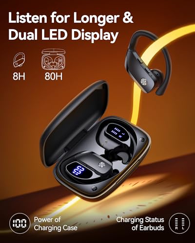 Sports Earphones for Running Workout Gym Black