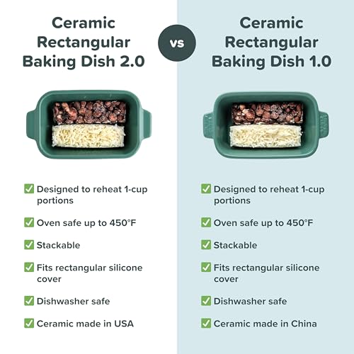 4-Pack | Premium US-Made Small Ceramic Baking Dishes with Silicone Lids