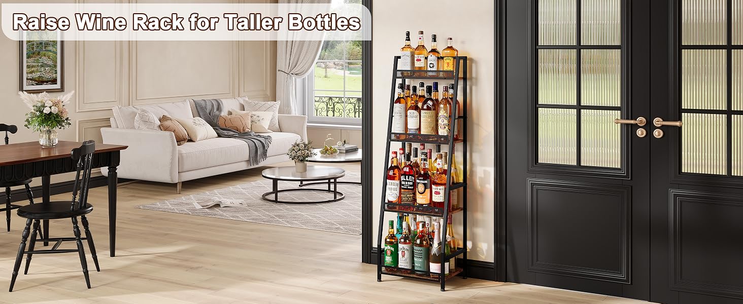 4-Tier Trapezoid Liquor Stand for Home Bar