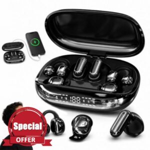 3-in-1 Bluetooth Wireless Earbuds with Chargeable Power Bank Case Interchangeable Clip-On