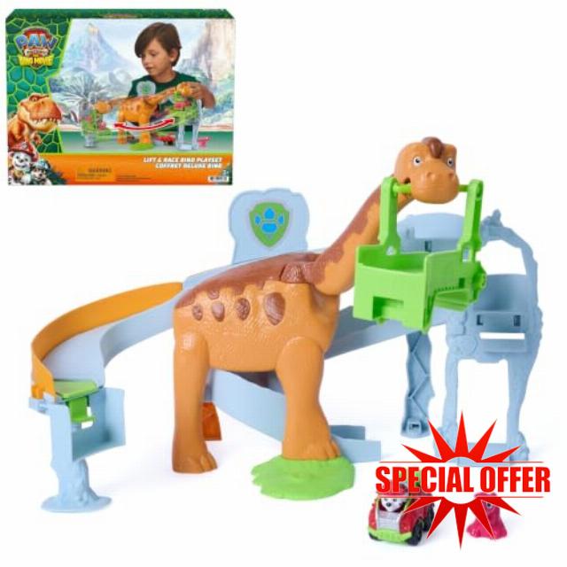 PAW Patrol: The Dino Movie Lift & Race Dino Playset with 10" Tall Dinosaur                                                          Adventure Playset