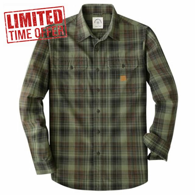 Dubinik® Men's Cotton Long Sleeve Button-Down Classic Fit Plaid Work Shirt                                                          Premium Lightweight Cotton