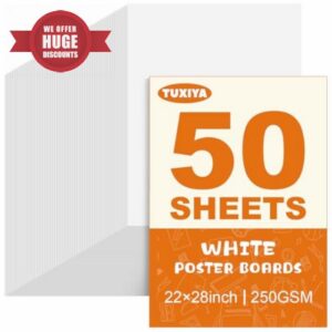 TUXIYA 50 Pack White Poster Board