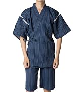 Y's factory Men’s Japanese Jinbei Samue Set – 100% Cotton Seersucker Weave, Short Sleeve & Shorts...