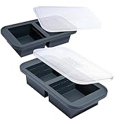 Souper Cubes 1 Cup Silicone Freezer Molds with Lids - Soup Cubes with Steel Reinforced Rim - Perf...