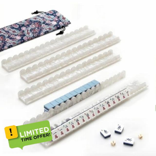 20 Inch Acrylic Mahjong Racks with Pushers Set of 4