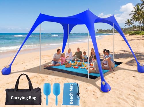 XL Beach Canopy with 4 Thickened Aluminum Poles