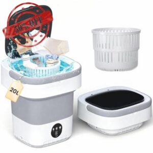 Portable Washing Machine 20L - Mini Washer with Spin Basket (Gray)                                                          3 Cleaning Modes & Deep Wash for Small Clothes