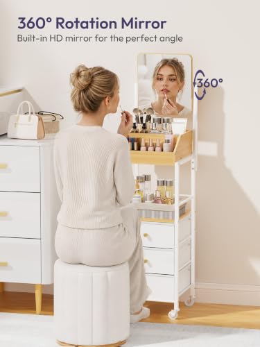 Rolling Organizer Cart for Skin Care Perfume Nail Polish Hair Tool White
