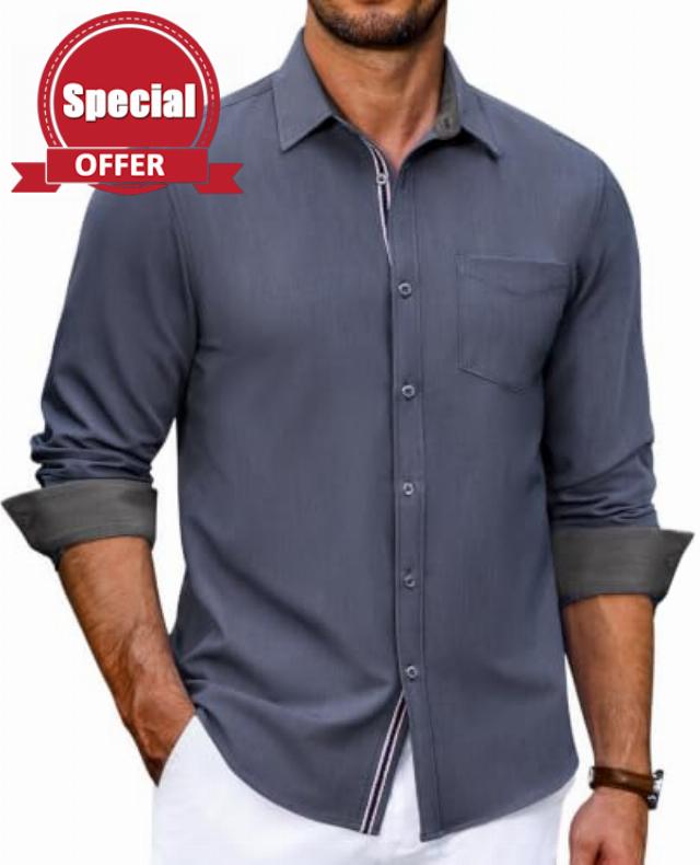 COOFANDY Men's Casual Button Down Shirts Long Sleeve Fall Shirt Untucked Dress Shirts for Me