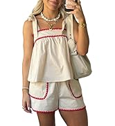 TAQCUX Womens Summer 2 Piece Matching Set Sleeveless Half Zip Tank Top High Waist Shorts Daily Tr...