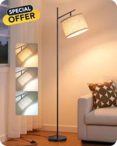 EDISHINE Modern Black Floor Lamps for Living Room