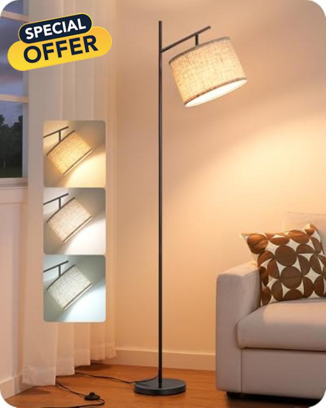 EDISHINE Modern Black Floor Lamps for Living Room
