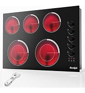 Cooksir 30 Inch Electric Cooktop with Ductless Downdraft - 4 Burner Built-in Stove 7400W, 30" Ele...