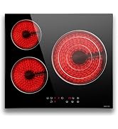 Noxton 2 Burner Electric Cooktop 12 Inch, Built-in Electric Radiant Ceramic Stove Top, Sensor Tou...