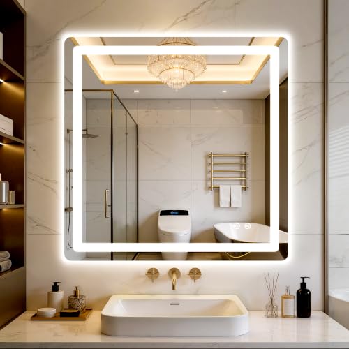 30" x 30" Lighted Vanity Mirror | Frontlight+Backlit