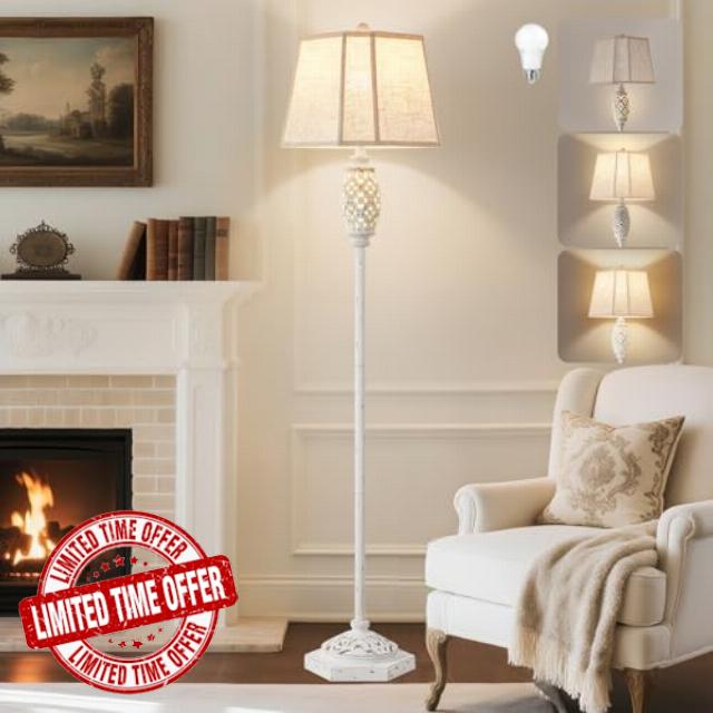 Luvkczc Rustic Floor Lamp with Floral Cutouts & Light