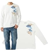 Japanese Dragon & Crane Long Sleeve T-Shirt for Men 100% Cotton Graphic Crew Neck Tee