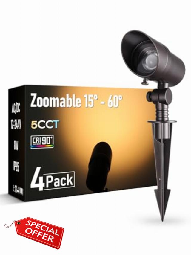LEONLITE 4-Pack 5CCT LED Landscape Spotlight