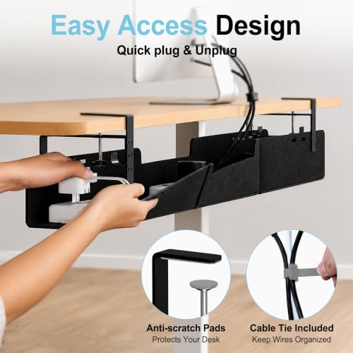 Black Upgraded 0.25" Heavy-Duty Felt Cable Organizer