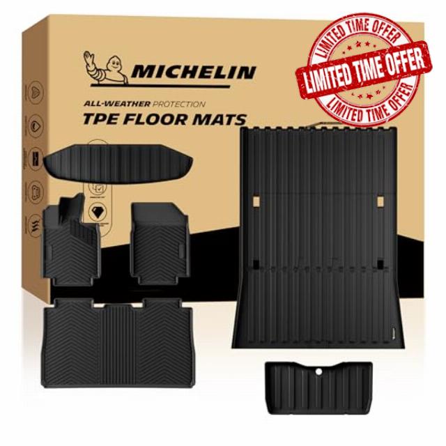 Michelin Vehicle Mats for 2023-2026 Tesla Cybertruck Full Set Floor Mats | Fit Bed with Corrugated Front Wall