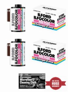 Ilford Ilfocolor Vintage Tone 400 Plus 36 Exposures Color Film for 35mm Film Cameras - 2-Pack with Microfiber Cleaning Cloth