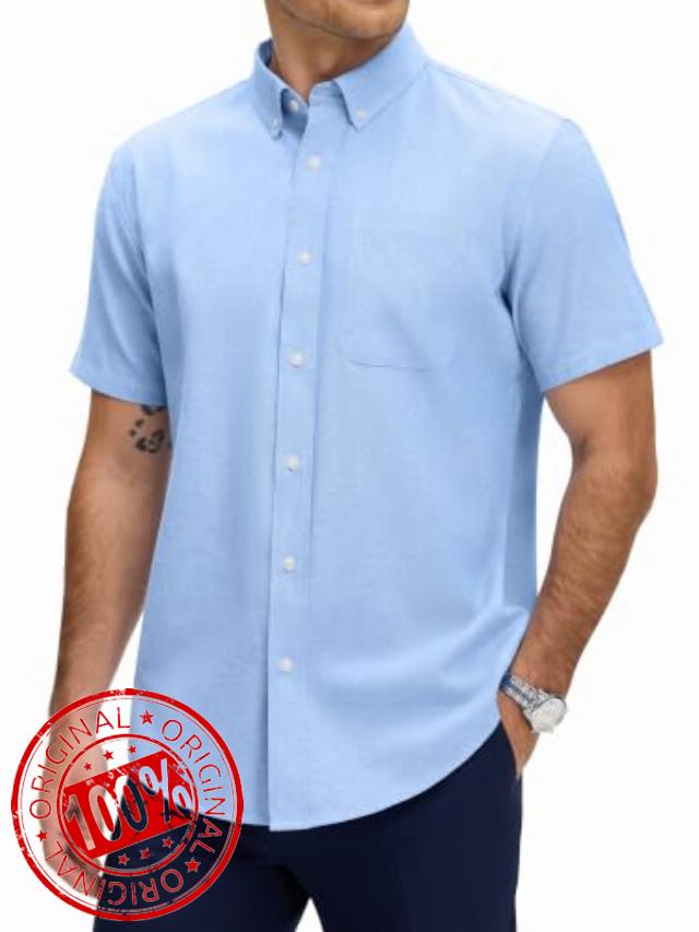 JEMLDL Men's Oxford Short Sleeve Button Down Shirt Casual Dress Shirts                                                          Regular Fit