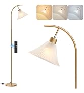 SIBRILLE Glass Floor Lamp, Dimmable Gold Standing Lamp with Remote Control & 3 Color Temperatures...