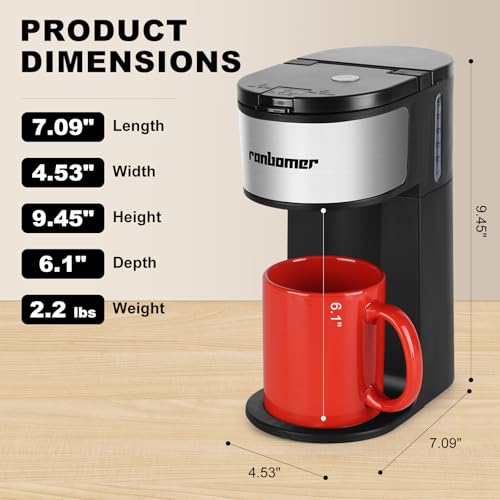 Mini One Cup Coffee Maker with Self cleaning Function (Black)