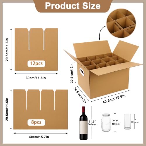 3x4 Grid Corrugated Dividers for Dishes Wine Glasses Fragile Glassware Storage Supplies