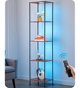 EDISHINE Floor Lamp with Table, USB-A+Type-C Port, Dimmable Bedside Floor Lamp with Shelves, Farm...