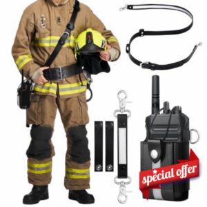 Eccliy Radio Strap Firefighter Leather Radio Holster EMS EMT Bundle Set with Belt