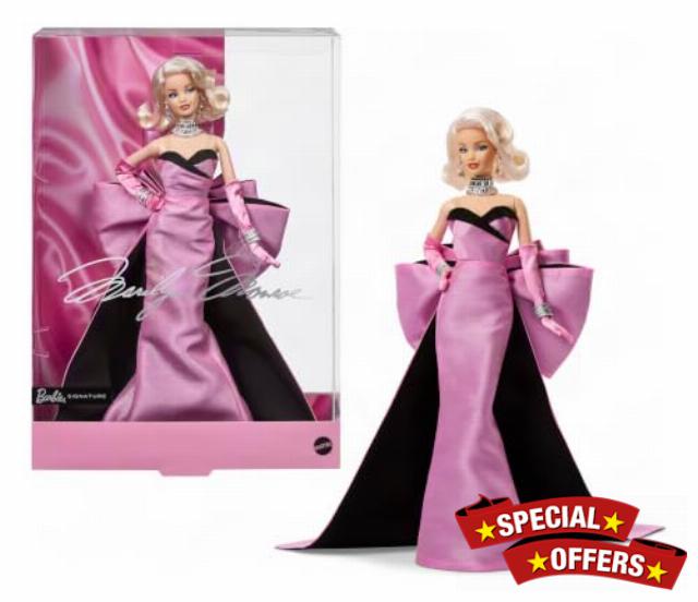 Barbie Marilyn Monroe Signature Collectible Doll                                                          Wearing Pink Dress Including Oversized Bow