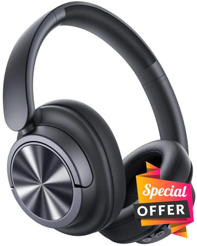 Hybrid Active Noise Cancelling Headphones 120H Playtime Wireless Headphones Bluetooth 6.0 Over Ear Headphones with 6 ENC HD Call Mic