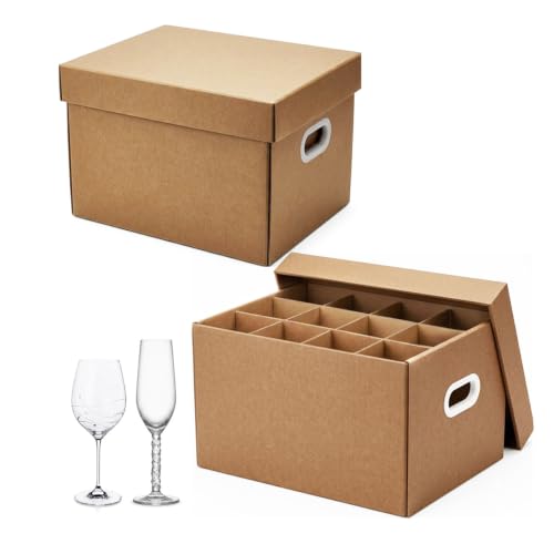 2 Pack Glass Packing Boxes Kitchen Storage Set for Glassware and Dishware