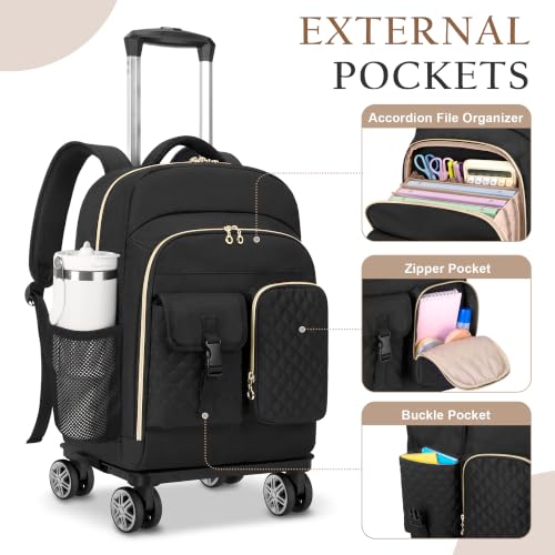 Teacher Backpack with 4 Spinner Wheels for Work