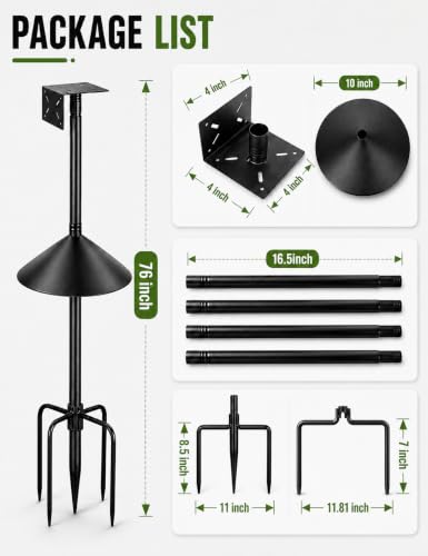 1-Inch Diameter Metal Bird Feeder Stand with Mounting Plate for Outdoor Smart Bird Feeders