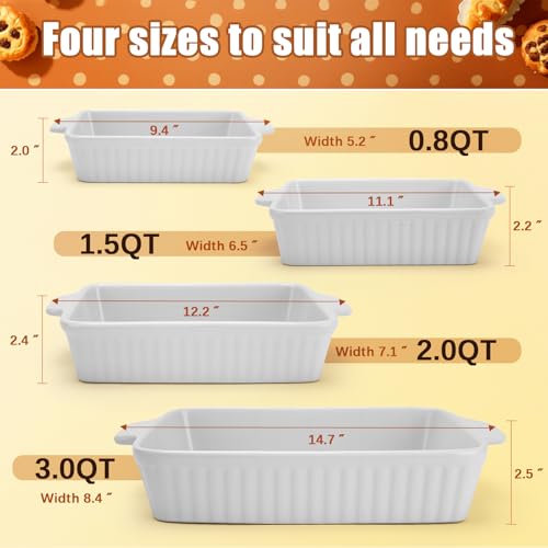 Ceramic Baking Dishes Set for 4