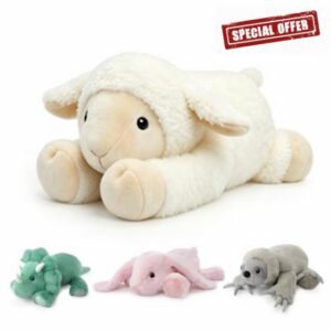 Lamb Weighted Stuffed Animals for Adults and Kids Soft White Huggable Plush Lamb Weighted Toys Large Cuddle Plush Pillow for Boys and Girls (Sheep)