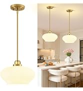 Pendant Lights Kitchen Island, Oil Rubbed Bronze Pendant Light Fixtures with 11" Clear Hammered G...